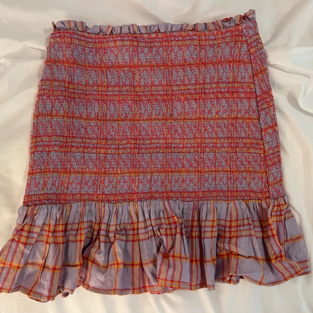 Urban Outfitters Purple and Red Plaid Mini Skirt